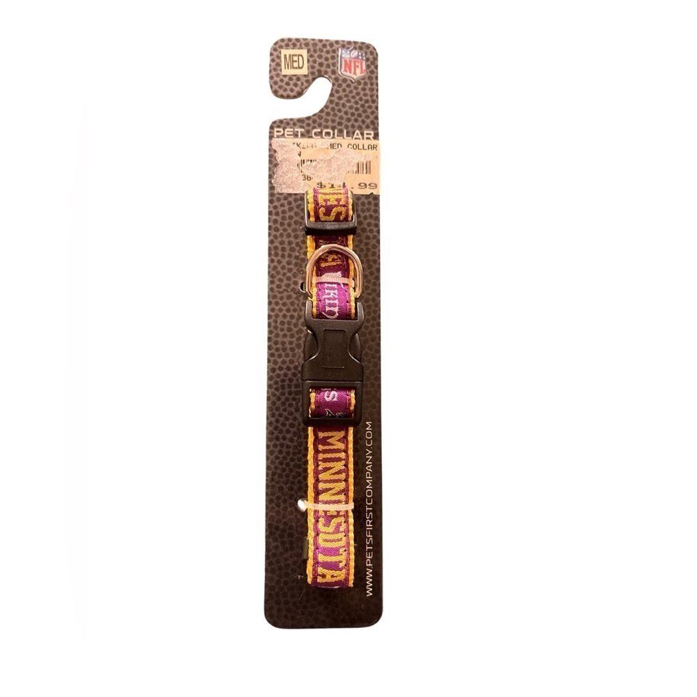 NFL Minnesota Vikings Med Dog Collar Pers First 5/8”X-12-18” L Purple Gold NEW
